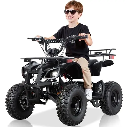 UNYMON 36V kids electric ATV with EVA tires and powerful motor in black