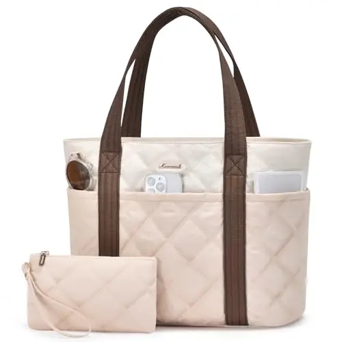LOVEVOOK 17 Inch puffer tote bag in quilted design