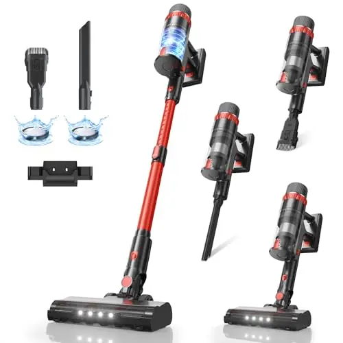 TRDIOL red cordless stick vacuum with smart touch screen display