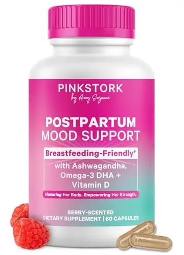 Pink Stork Postpartum Mood Support supplement bottle