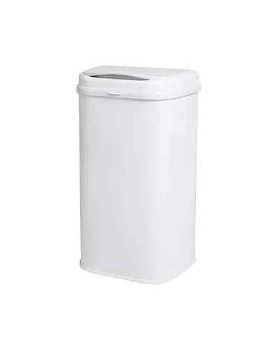 Ubbi Venti large white stainless steel diaper pail with magnetic lid
