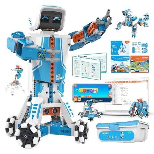 WhalesBot E9 Pro coding robot kit with multiple servo motors and displays