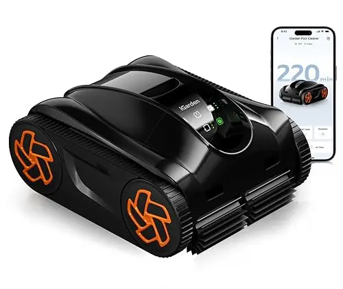 iGarden K36 cordless robotic pool cleaner with touchscreen display