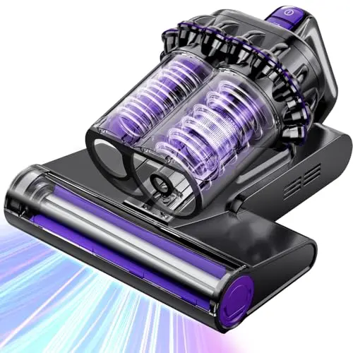 VOCESOR dark grey corded bed and sofa vacuum cleaner with UV sanitizing light.