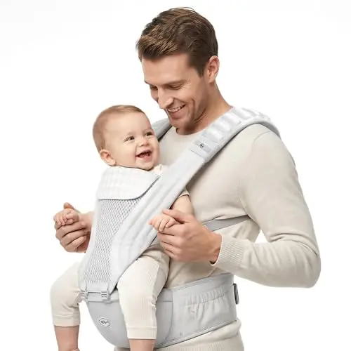 HBR Baby Carrier with Hip Seat shown in multiple carrying positions