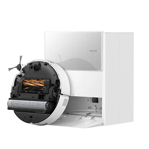 Dreame Aqua10 Ultra Roller robot vacuum in white, featuring a unique roller mop system and a compact base station.