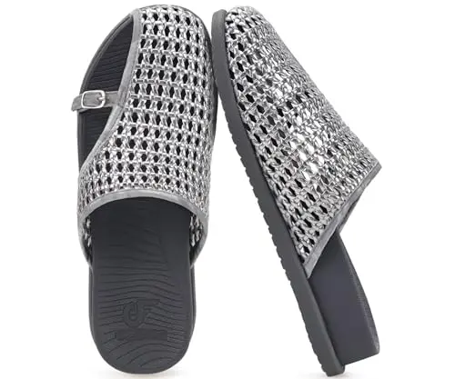 COFACE Dressy Orthotic Sandals in silver grey with woven mesh