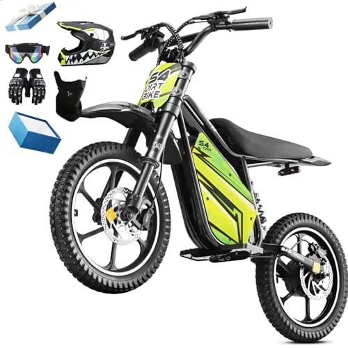 eAhora S4 Young green electric motorcycle for kids with front fender