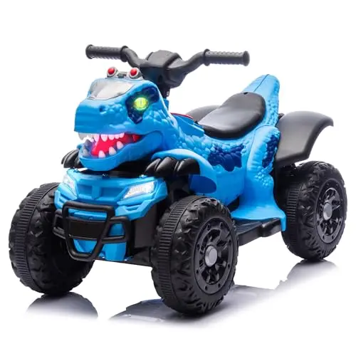 Bluefun Dinosaur-shaped blue 12V ride-on ATV for toddlers