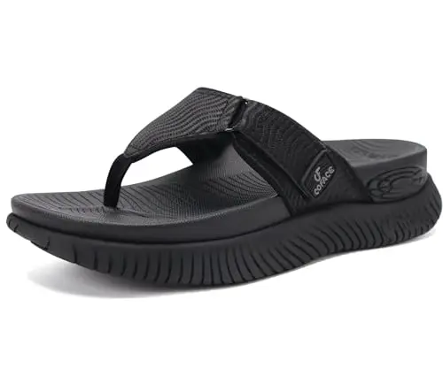 Coface women's orthopedic recovery sandals with adjustable strap in black