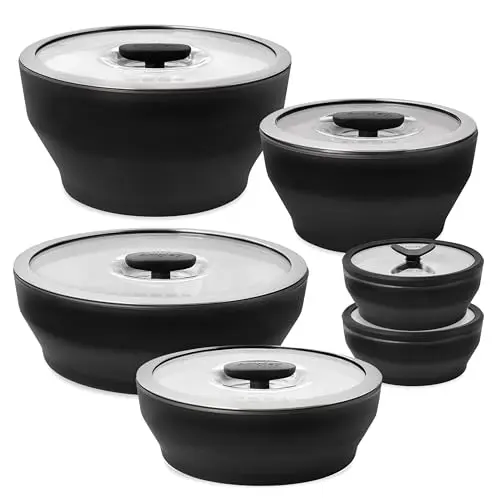 Anyday Onyx Collection 12-Piece Glass Food Storage Set in Matte Black
