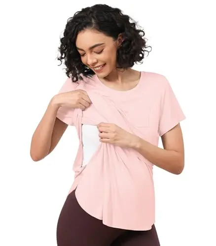 WiWi Maternity Nursing pajama top for breastfeeding in a double-layer design