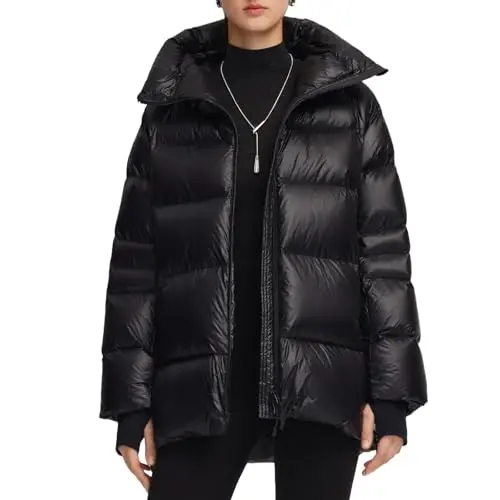 GOELIA unisex winter puffer jacket in a relaxed fit with a hood and waterproof zippers