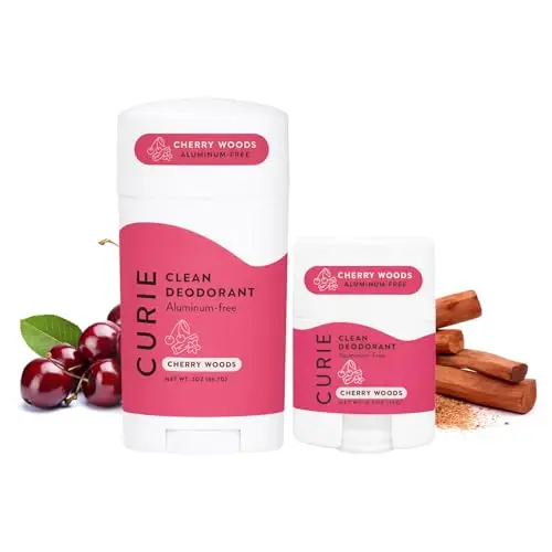 Curie Cherry Woods Stick & Mini deodorant pack showing two sticks