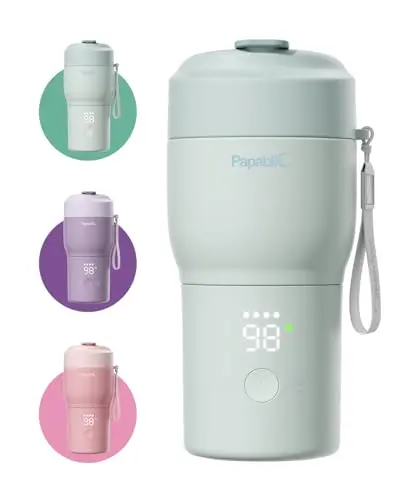 Papablic Pro Portable Bottle Warmer in Mint Green, highlighting compact travel-friendly design