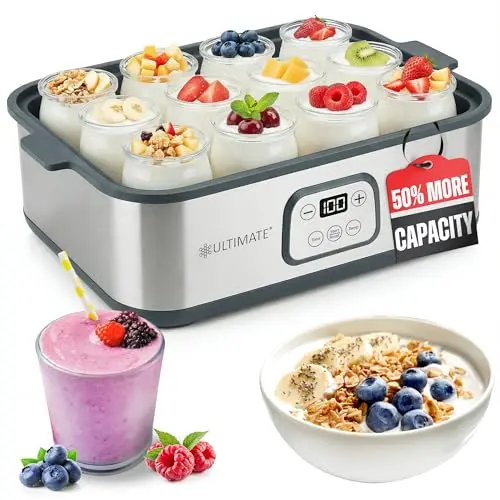 Ultimate Probiotic Yogurt Maker XL with twelve 6-ounce glass jars