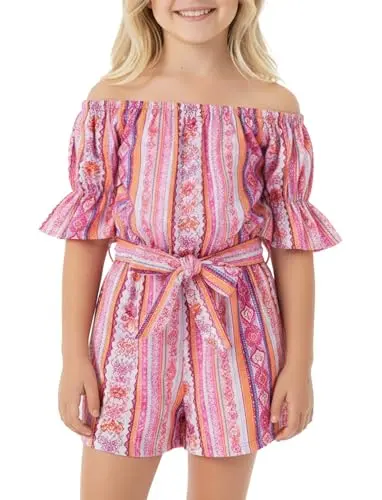 PATPAT girls romper with cold shoulder and floral print