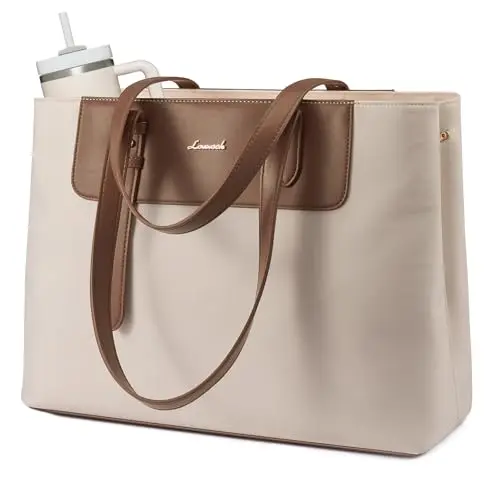 LOVEVOOK nylon water-resistant laptop tote bag in off-white