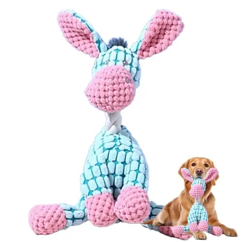 Auiepet blue plush giraffe dog toy with squeaker