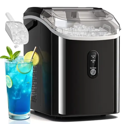 Electactic Soft Chewable Nugget Ice Maker in black, compact with a modern design