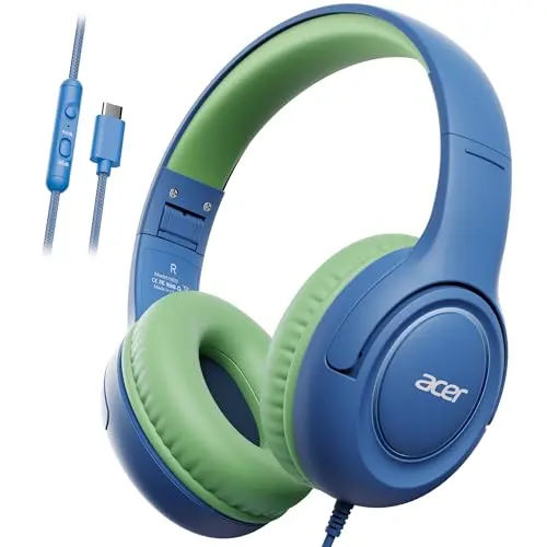 Acer USB-C Kids Headphones in Blue Green color
