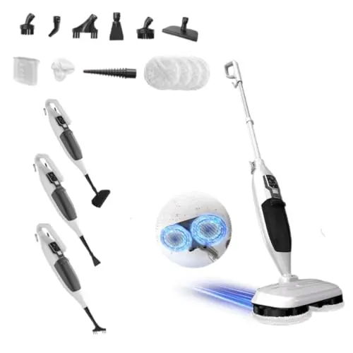 TORDER Steam Mop with multiple accessories in cream white