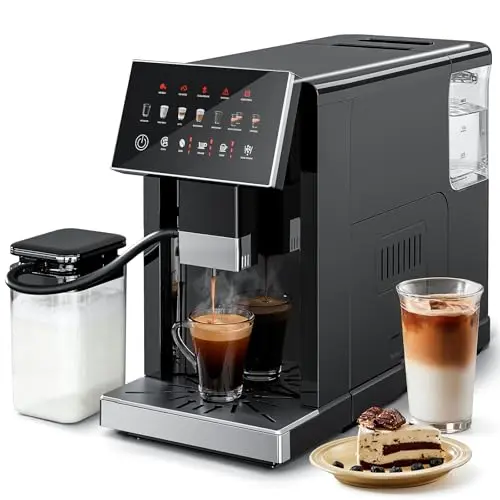Kismile automatic espresso machine in black with touch screen