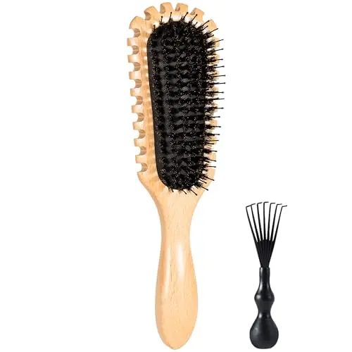 GAINWELL Wooden Curly Hair Brush with beech wood handle