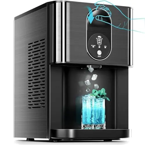 Kismile countertop nugget ice maker in black with contactless dispenser