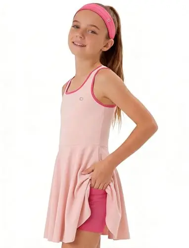 PatPat Girls Athletic Dress with matching headband and bamboo viscose shorts