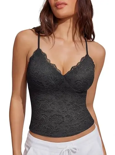SUUKSESS women's sexy lace padded tank top in black