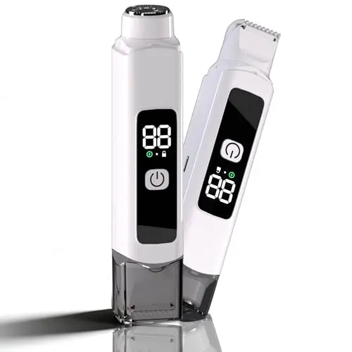 Miley Electric Bikini Trimmer showing dual heads and LED smart display