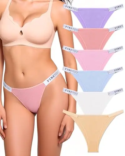 Finetoo string bikini underwear for women with high cut legs