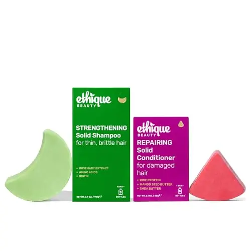 Ethique Strengthening Shampoo and Repairing Conditioner Bar Set for thick, damaged hair